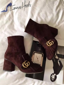 Gucci suede Leather mid-heel ankle boot